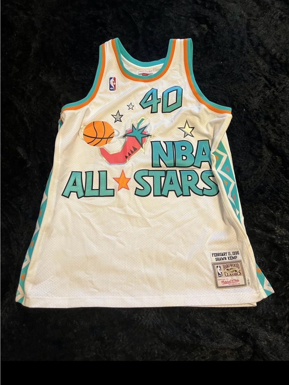 Men XL Shawn Kemp All-Stars White Teal Orange Black Jersey #40